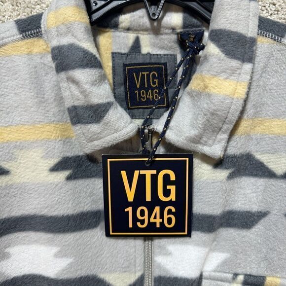 VTG 1946 Jacket NWT‎ Men's Large Gray Aztec Fleeece Full Zip Up Long Sleeve - Picture 6 of 12